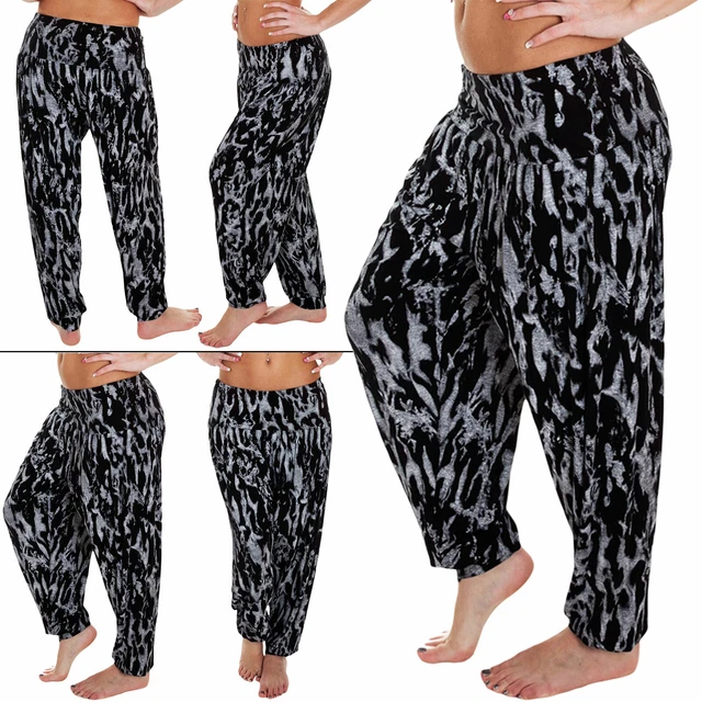 Donna Ali Baba Tinta Animale Leopardo Azteco Stampa Harem Pantaloni