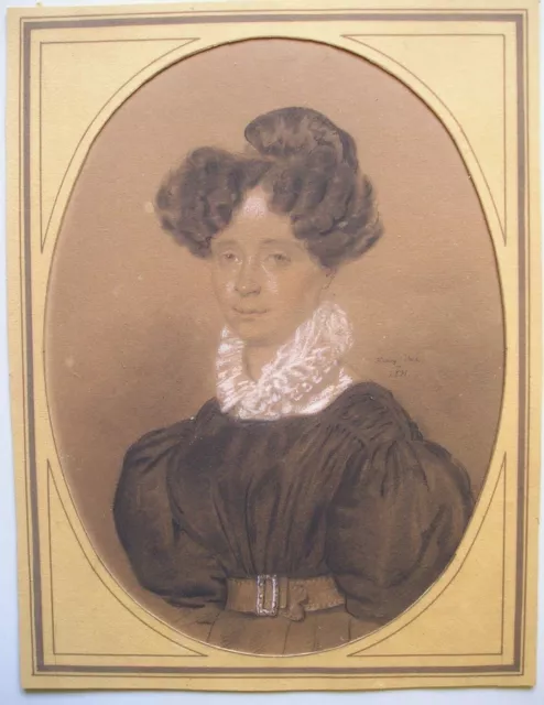 DESSIN ANCIEN XIX ème - HENRY BEX VALENCIENNES 1805 PORTRAIT DE JEUNE FEMME