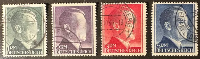 Germany 3. Reich Mi. Nr 799A-802 A Hitler gestempelt, 800A, 801A, 802A geprüft