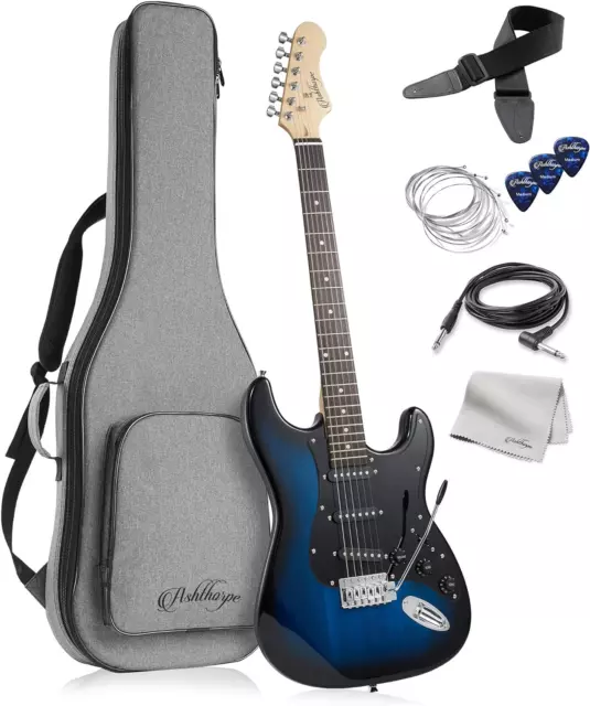 39-Inch Electric Guitar (Blue-Black), Full-Size Guitar Kit with Padded Gig Bag,