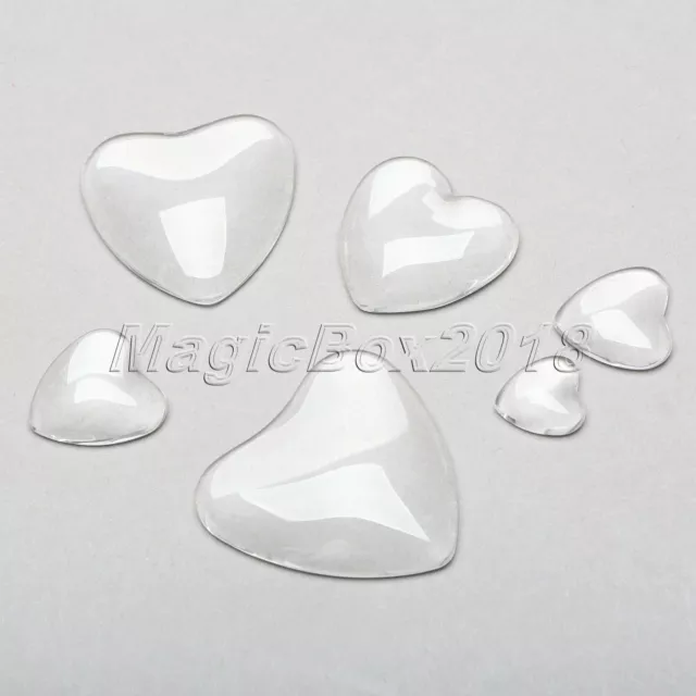 Dome Cabochon Transparent Heart Glass Flat Back Crystal For Jewellery Charms