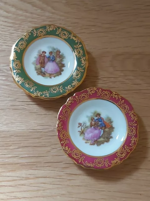 Pair Of Limoges Miniature Plates 5cm LA REINE