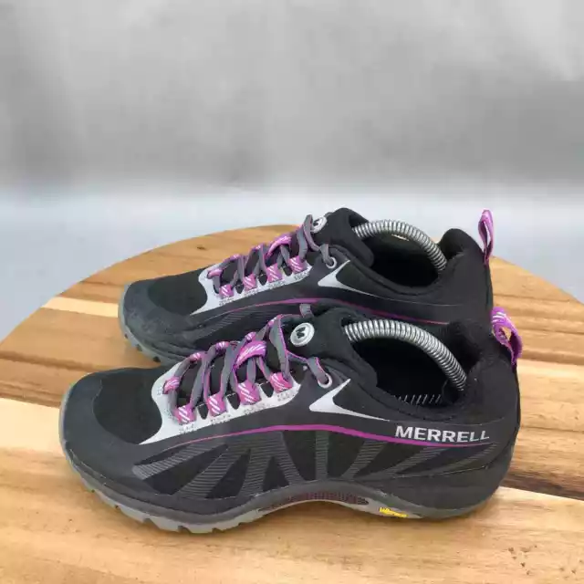 MERRELL SIREN EDGE Womens 5.5 Hiking Shoes Black Pink Mesh Lace Up Low ...