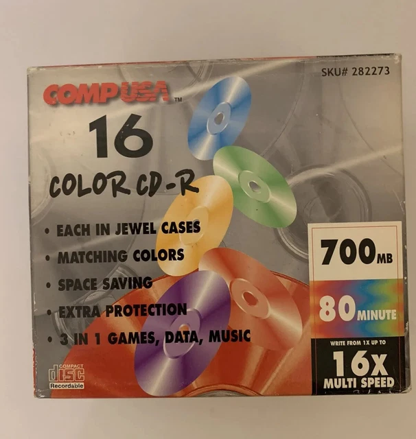 CompUSA CD-R 700MB 80Min 1x 16x 700mb 80min Recordable 16 Pack
