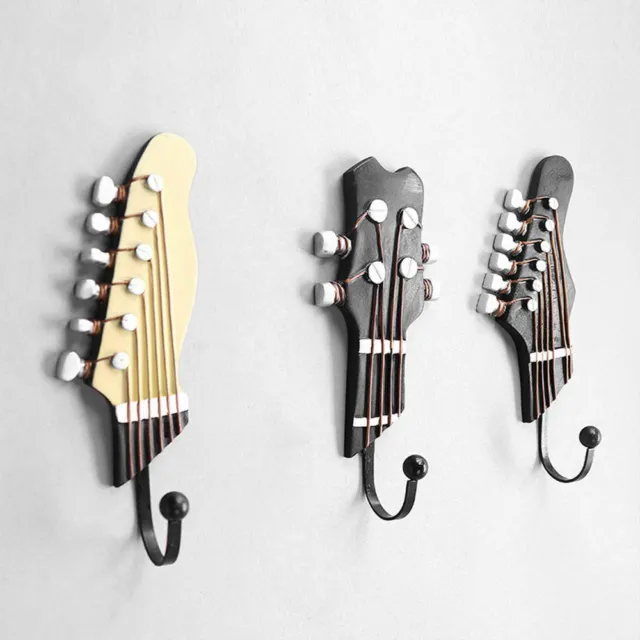 3pcs/set Multi-purpose Retro Style Guitar Heads Home Hooks Wall Holder