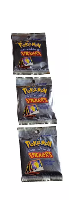 NEW Lot Of 3 Pokemon ArtBox Foil Packs Series 1 Sealed 30 Stickers 1999 Nintendo