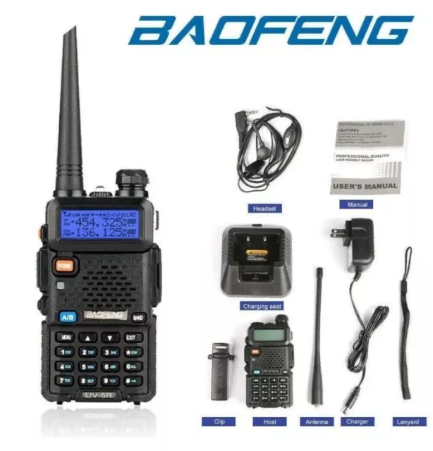 Baofeng Uv-5R Ricetrasmittente New  Vhf/Uhf Dual Band Radio 136-174 400-480 Mhz