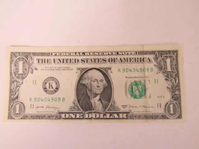 Rare Trinary Repeater $1 Dollar Bill US Banknote Serial Number Collector