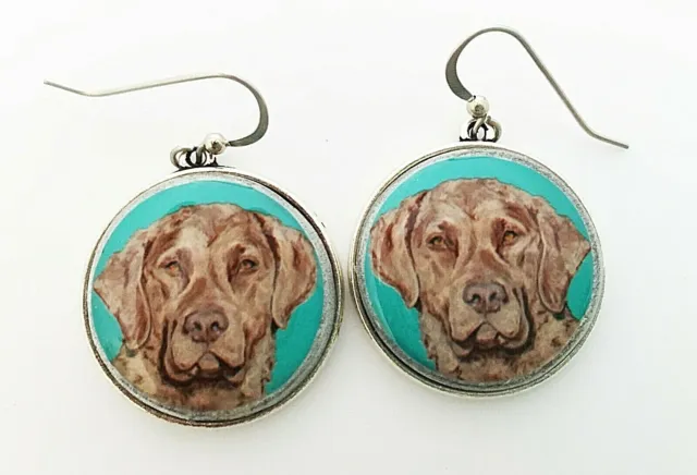 Chesapeake Bay Retriever Dog Original Art Earrings