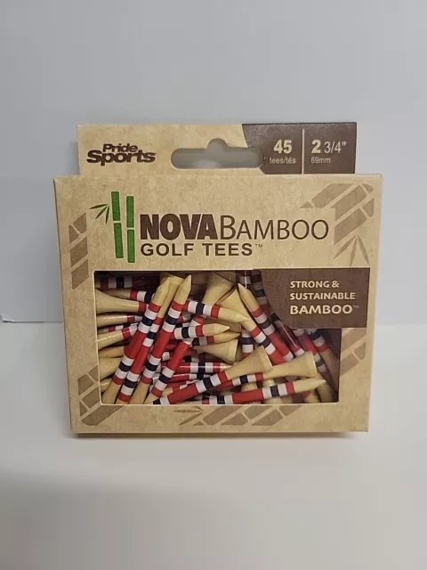 New PrideSports Golf 2 3/4" Nova Bamboo Tees Red/White/Blue