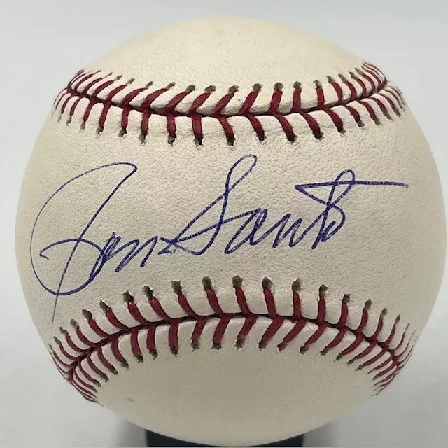 Ron Santo HOF Chicago Cubs Signed OML Baseball AUTO JSA COA