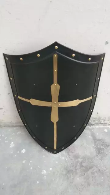 Hand Forged Gothic LAYERED STEEL CROSS SHIELD Medieval Battle Armor sca/larp 3