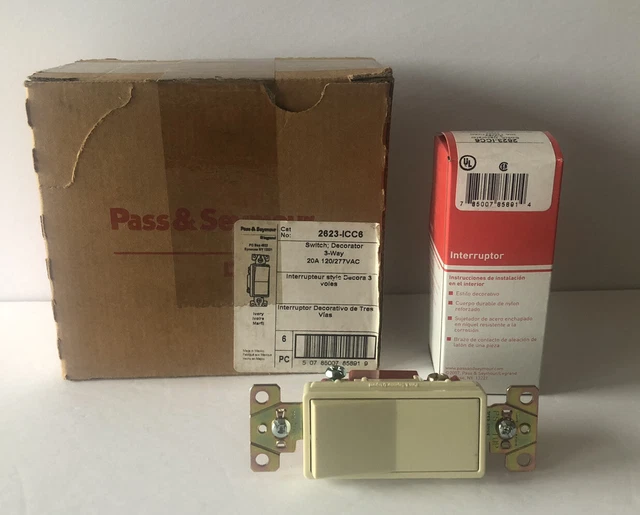 Pass & Seymour Legrand 6 Pack Ivory 3 Way Switch 20A 120/277Vac-New In Box