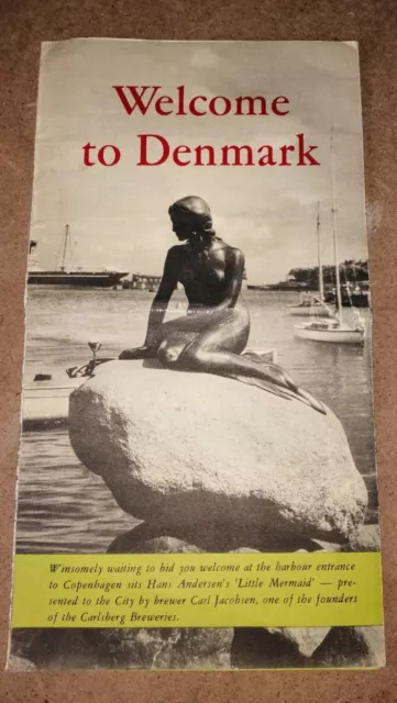 Vintage 1940s Advertising Travel Brochure Welcome To Denmark W/Map Of Copenhagen