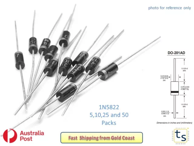 1N5822 3A Schottky Rectifier Diode 5,10,25 and 50 Pack