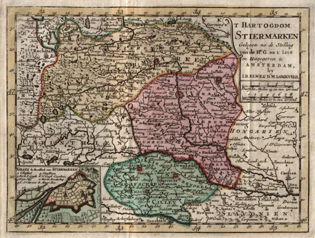 Steiermark Original Kupferstich Landkarte Elwe 1791