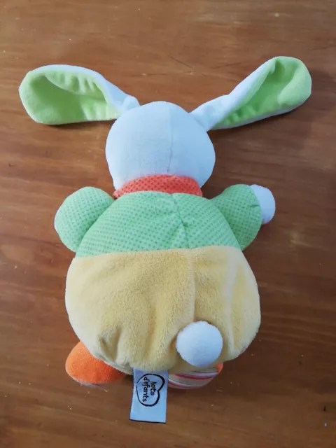 Doudou Peluche Mots D'enfants Lapin Boule Jaune Vert Orange Pois Écharpe chat 3