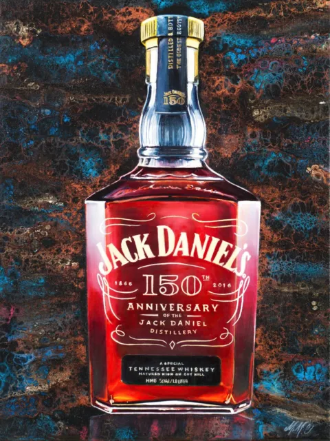 🔵  Jack Daniel's Tennessee Whiskey  Original Handmade Bourbon Art Painting Love