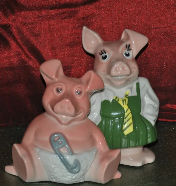 Woody & Annabel Nat West Pigs Money Box Piggy Banks 1980s Promotional Items Wade