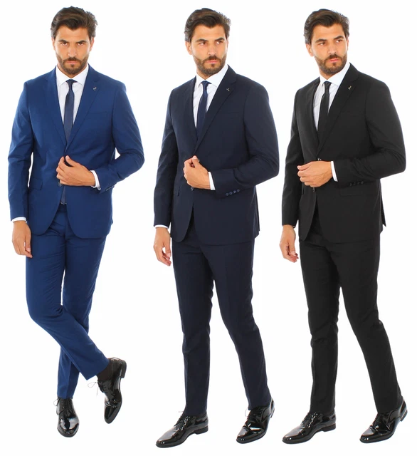 Abito Uomo Elegante Doppiopetto Slim Fit - Completo Estivo Con Bottoni Oro, Per Cerimonie E Matrimoni