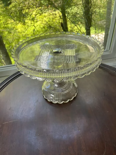 EAPG Antique Glass Dalzell Quaker Lady Pattern  Pedestal Cake Stand Rare