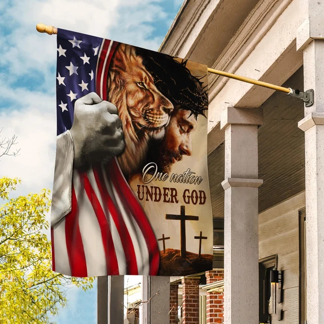 Jesus Christ 3x5 Flag Pretty US flag Lion of Judah One nation under God