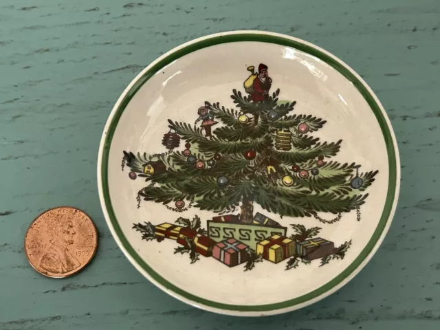 Vintage Spode China Christmas Tree Butter Pat Dish Salt 3 inch England Copeland