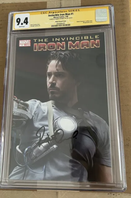 Invincible Iron Man #1 CGC 9.4 Signed Robert Downey Jr. RDJ Photo Variant RARE
