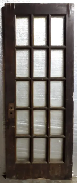29x79.5"x1.75" Antique Vintage Old Wood Wooden Exterior French Door Window Glass