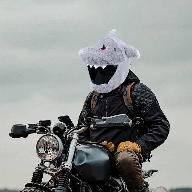 Couvre-Casque Moto En Peluche Dessin Animé Drôle - Housse Protection Universelle Pour Casque (Noir)