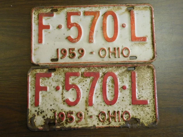 VINTAGE ANTIQUE LICENSE Plates 1959 US Ohio Collectible 218 $40.00
