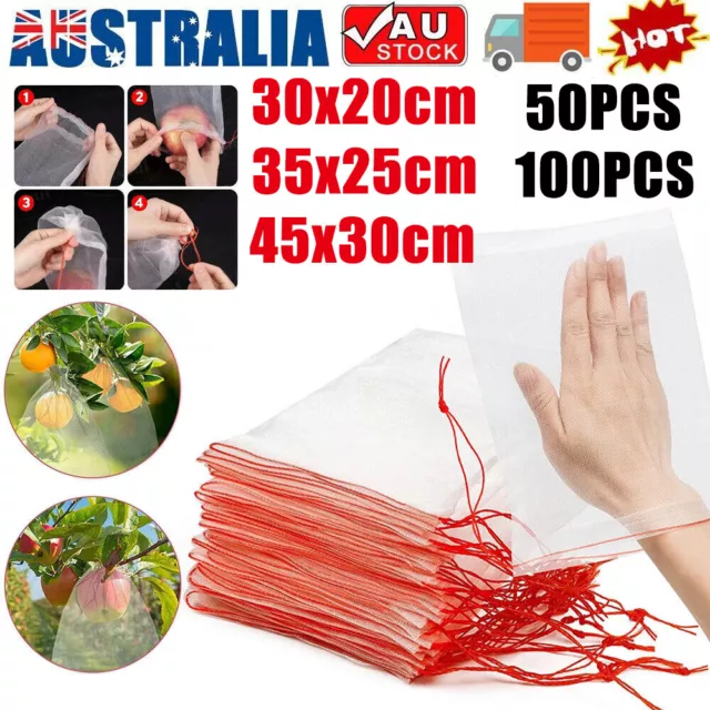 50/100X Fruit Net Bags Agriculture Garden Vegetable Protection Mesh Insect Proof