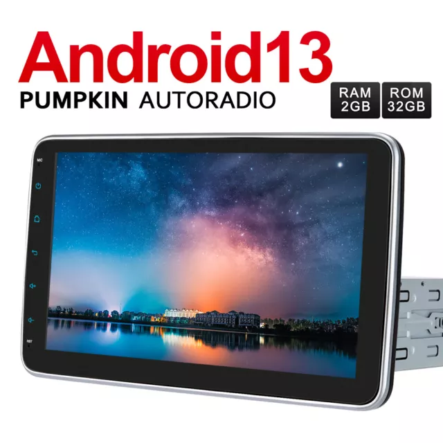 Pumpkin 10.1" Android 13 Autoradio 1 DIN GPS NAVI Bluetooth DAB+ WiFi 32GB USB