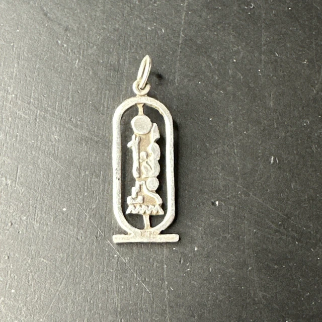 Pendentif Ancien En Argent Massif 925 Breloque Cartouche égypte - Occasion