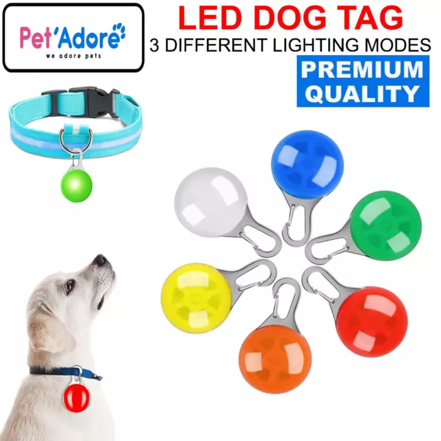 Waterproof Pet Dog Cat Collar LED Night Safety Clip Tag Flashing Luminous Light