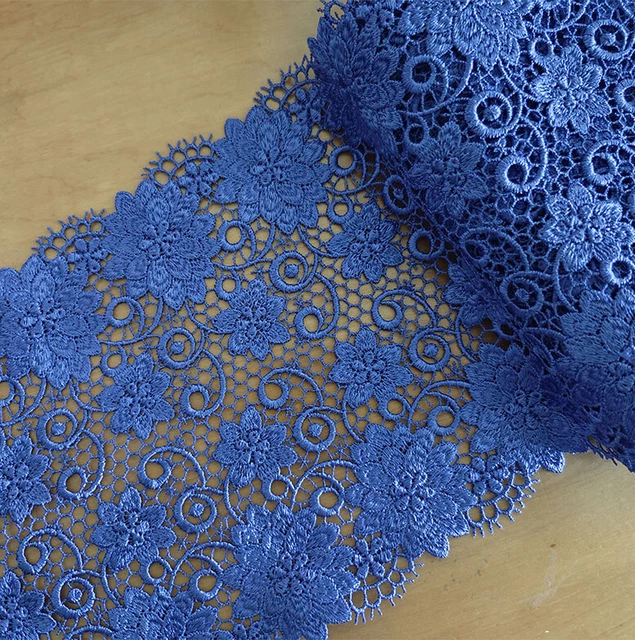 2 - 3 Yards 7" Wide  Rayon Venise Vintage Flower Lace Trims Blue s0349