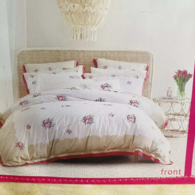 Royal Albert Bouguet Scroll- King Quilt Cover Set- NWT- Reversible- 100% Cotton