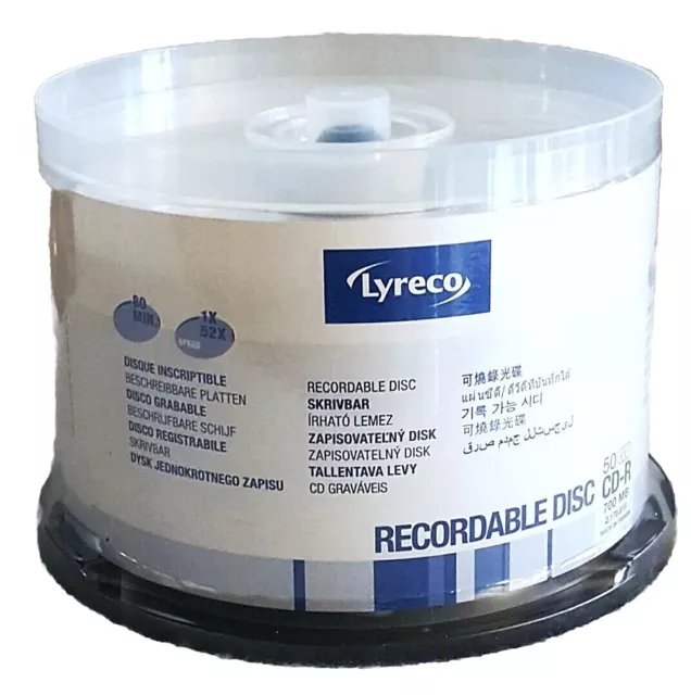 LYRECO 50 x CD-R" SPINDLE PRO - 700MB / 80mn / 52X - NEUF SOUS CELLO