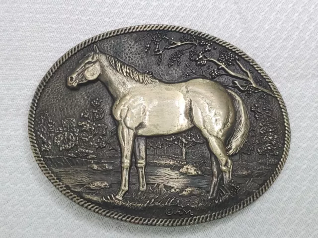 Vintage Award Design Medals HORSE BELT BUCKLE Solid Brass