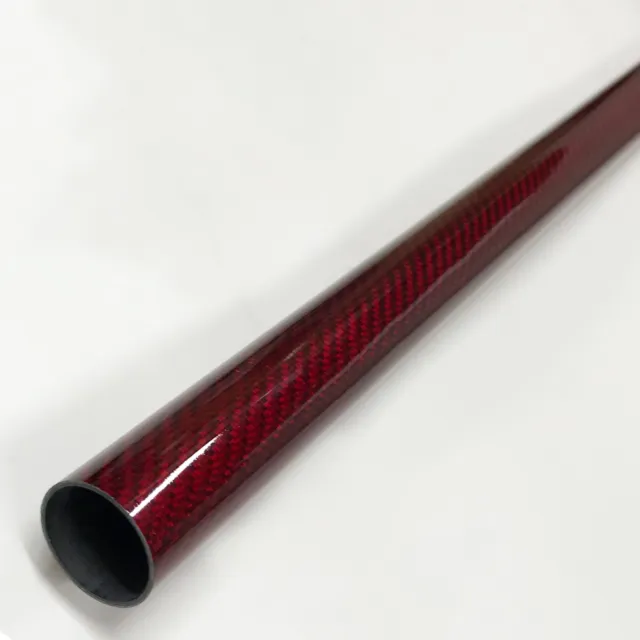 RED - Carbon Fiber Tubes - 25mm x 23mm x 500mm - 3K Roll Wrapped 100% Carbon...