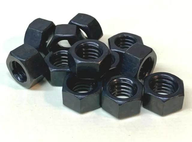 (100) 3/8-16 Hex Nuts Finished Black Oxide Steel Finished UNC BLACK 3/8"-16