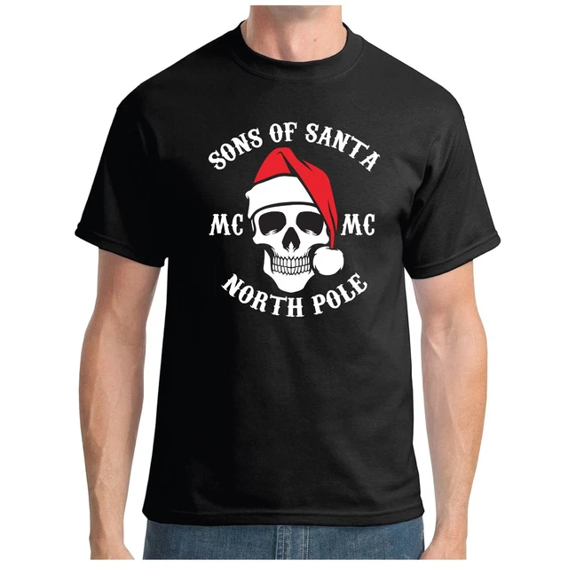 Sons Of Santa T-Shirt - North Pole Christmas Skull Funny Joke Biker Xmas Secret