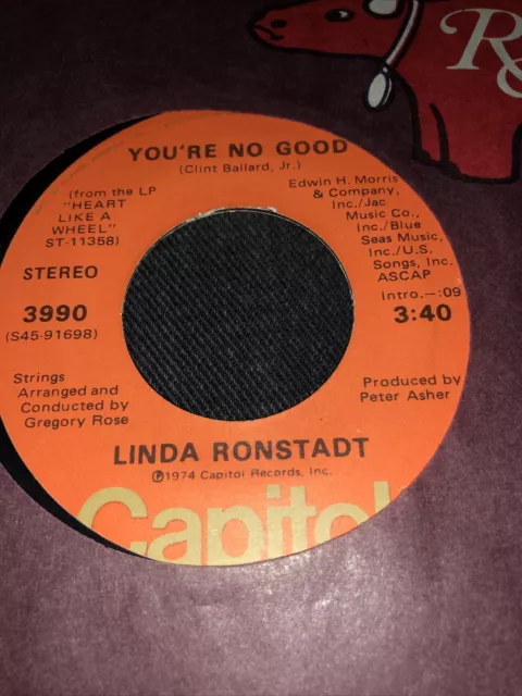 LINDA RONSTADT CAPITOL records you’re no good 45 RPM vinyl single 1a $2 ...