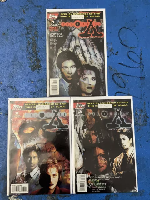 Vintage 1995 The X-Files Lot  #1-3 Second Print Numbered Editions Topps Comics
