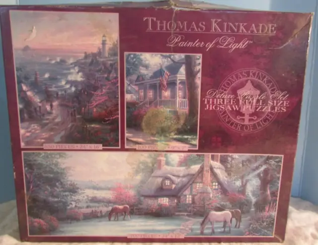 DELUXE THOMAS KINKADE 3 Jigsaw Puzzle PERFECT SUMMER DAY-VILLAGE LIGHTHOUSE 3632