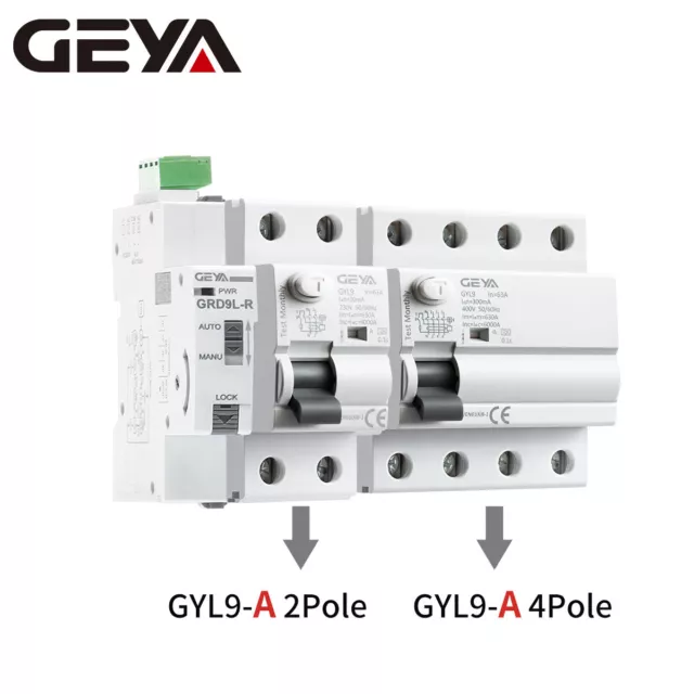 GEYA A Typ ELCB RCCB Auto Recloser 2/4P AC230 DC12/24/48V Selbst-Recloser Gerät