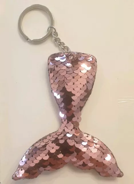 1PC Mermaid Sequins Keychain Keyring Bag Accessories Handbag Pendant Pink colour