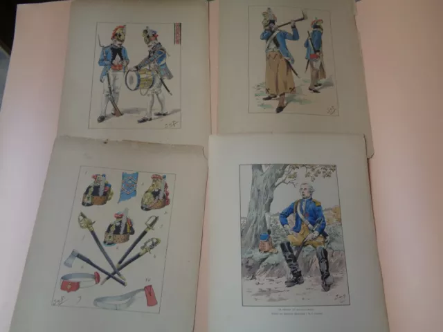 JOB Tenue des troupes de France Lot de 16 planches couleurs  1902-1903