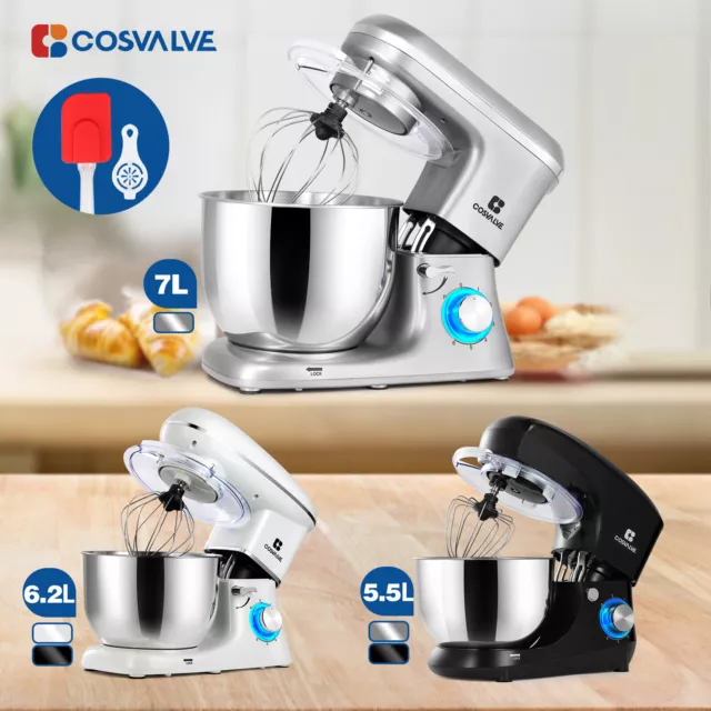 3in1 Kitchen Food Stand Mixer, 2200W, 6.2L Stainless Steel Bowl, 6