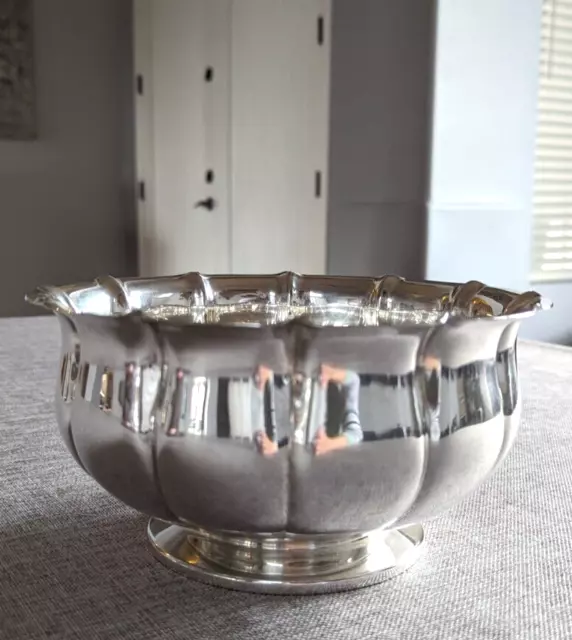 HEAVY Frank M Whiting Sterling Silver Lobed Colonial Pedestal Fruit Bowl S345-64 3